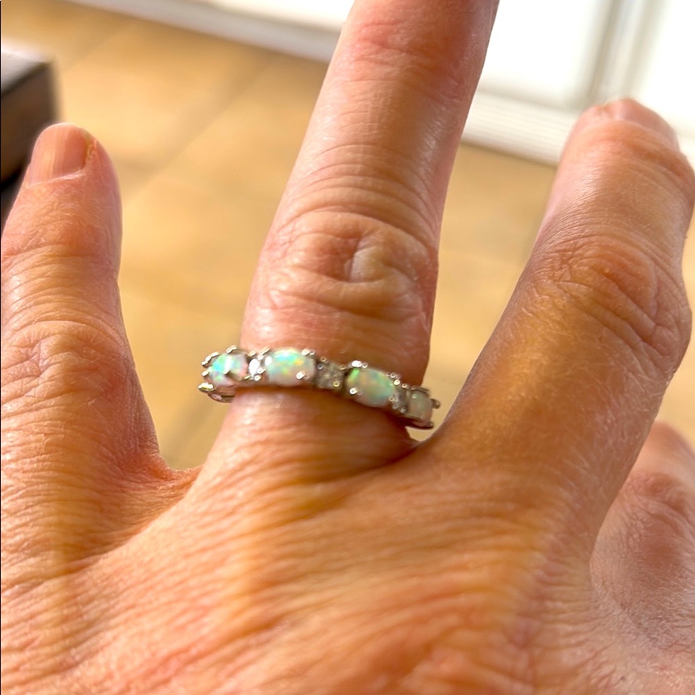 Opal and CZ ring size 7